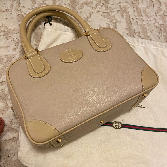 Authentic Gucci Vintage Leather Satchel Tote EUC Bone - Picture 13 of 13